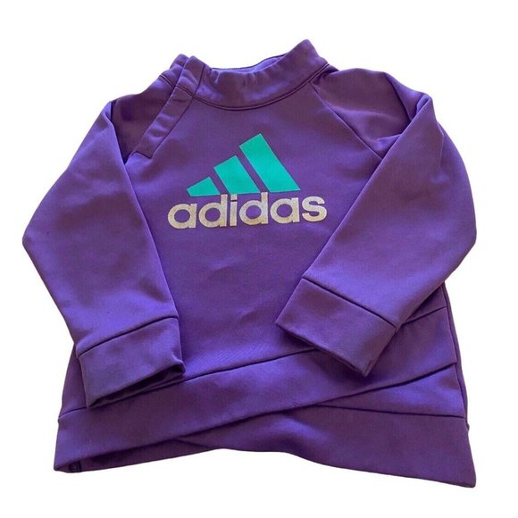 Adidas Toddler Baby Girl 2T Sweatshirt Pullover Purple Criss Cross Hem